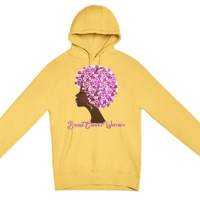 Breast Cancer Warrior Flower Afro Premium Pullover Hoodie