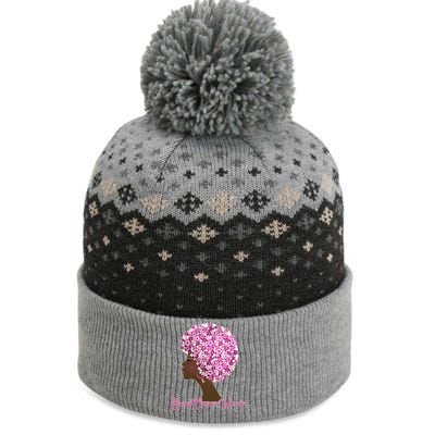 Breast Cancer Warrior Flower Afro The Baniff Cuffed Pom Beanie