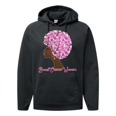 Breast Cancer Warrior Flower Afro Performance Fleece Hoodie