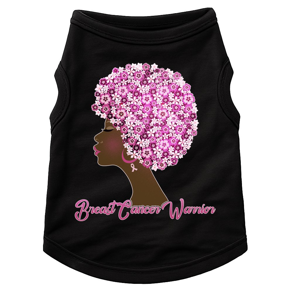 Breast Cancer Warrior Flower Afro Doggie Tank