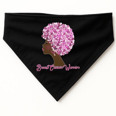 Breast Cancer Warrior Flower Afro USA-Made Doggie Bandana