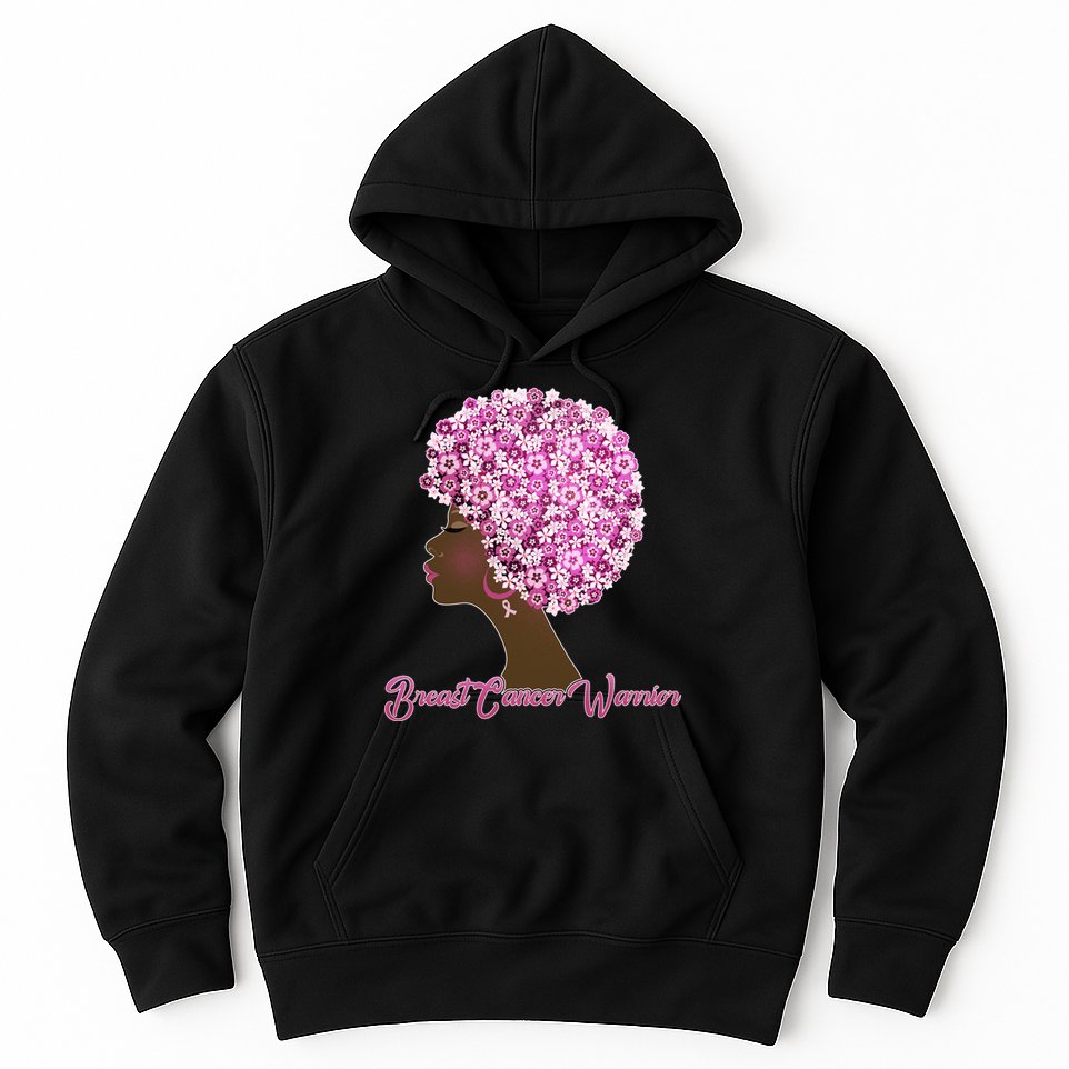Breast Cancer Warrior Flower Afro Hoodie