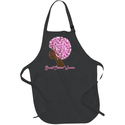 Breast Cancer Warrior Flower Afro Full-Length Apron With Pockets