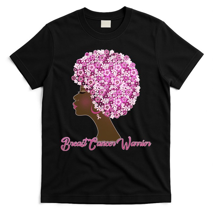 Breast Cancer Warrior Flower Afro T-Shirt