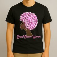 Breast Cancer Warrior Flower Afro T-Shirt