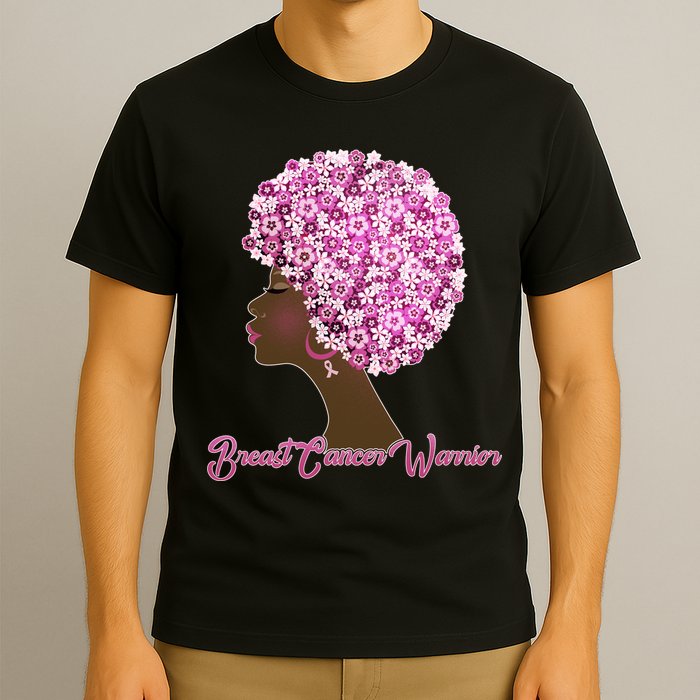 Breast Cancer Warrior Flower Afro T-Shirt