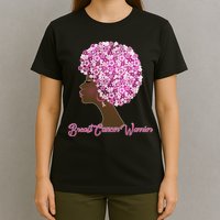 Breast Cancer Warrior Flower Afro T-Shirt