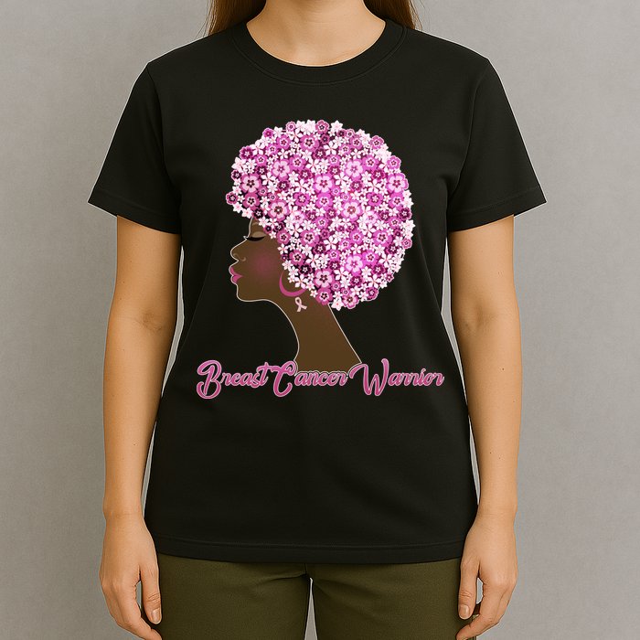 Breast Cancer Warrior Flower Afro T-Shirt