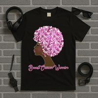 Breast Cancer Warrior Flower Afro T-Shirt