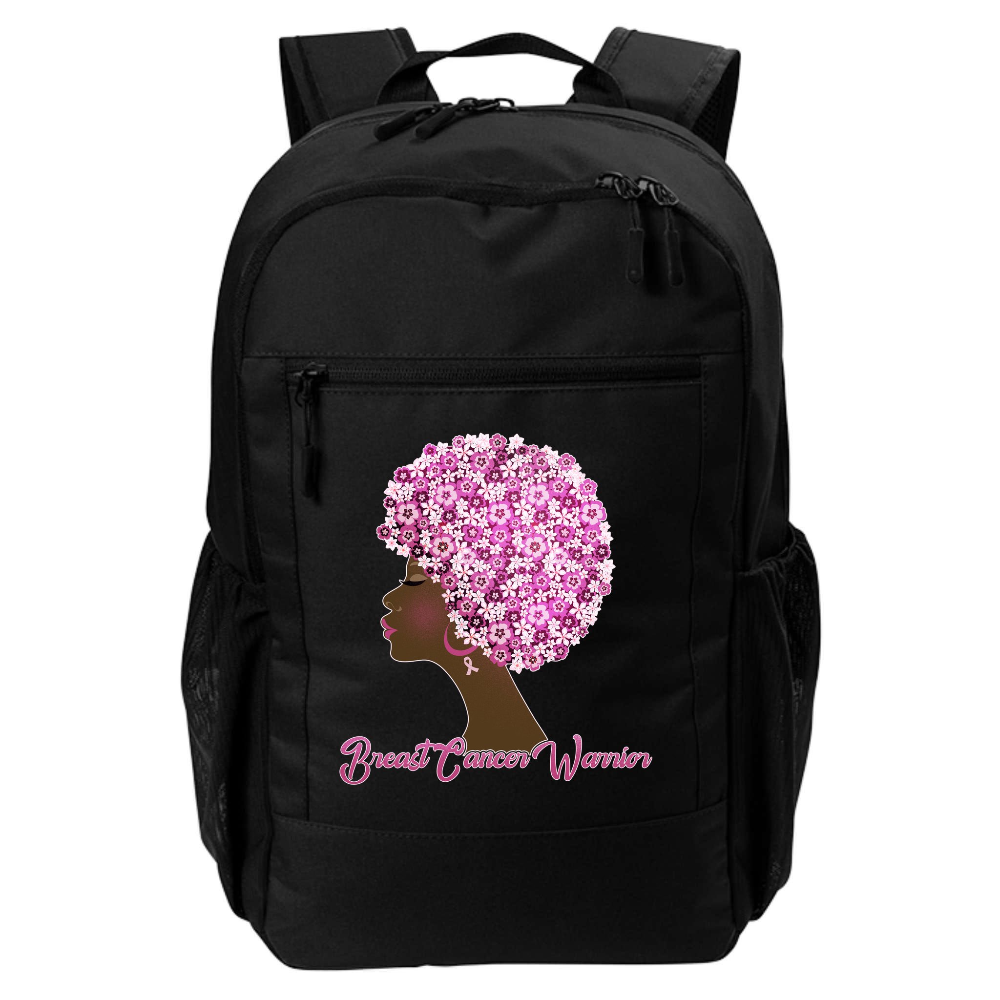 Breast Cancer Warrior Flower Afro Backpack