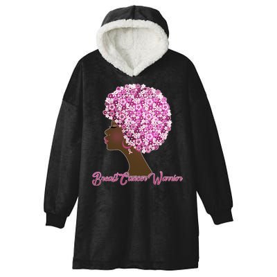 Breast Cancer Warrior Flower Afro Hooded Wearable Blanket