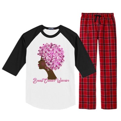 Breast Cancer Warrior Flower Afro Raglan Sleeve Pajama Set