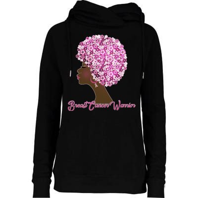 Breast Cancer Warrior Flower Afro Womens Funnel Neck Pullover Hood