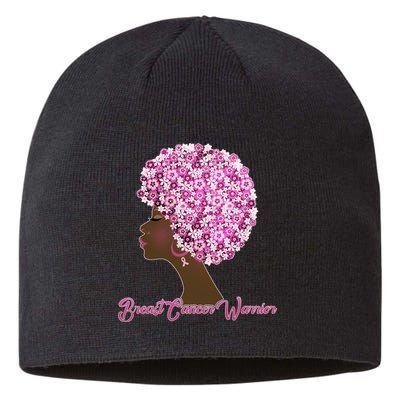 Breast Cancer Warrior Flower Afro Sustainable Beanie