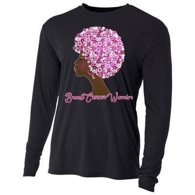 Breast Cancer Warrior Flower Afro Cooling Performance Long Sleeve Crew