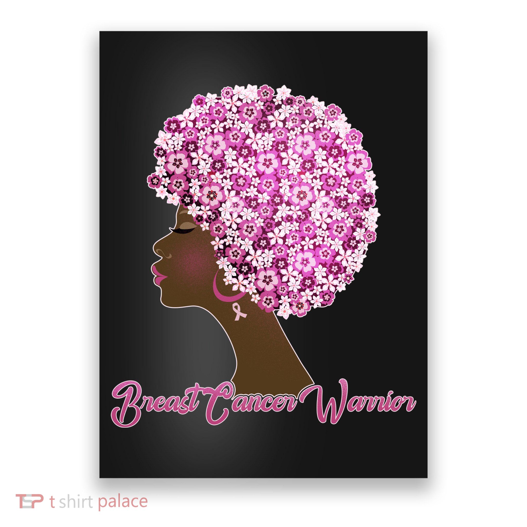 Breast Cancer Warrior Flower Afro Poster