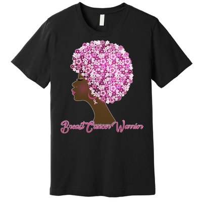 Breast Cancer Warrior Flower Afro Premium T-Shirt