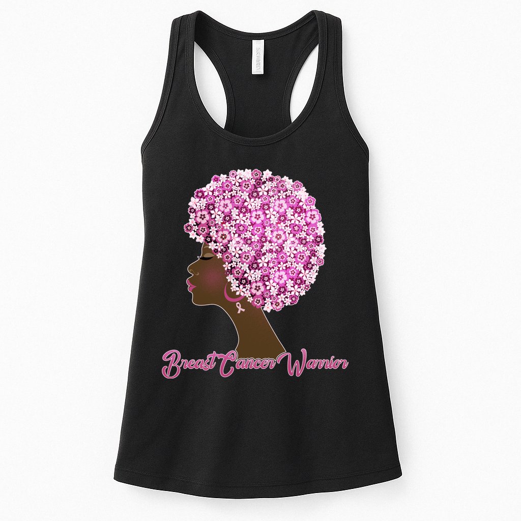 Breast Cancer Warrior Flower Afro Womens Tank Top