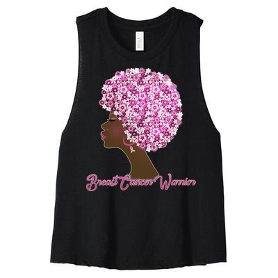 Breast Cancer Warrior Flower Afro Women's Racerback Cropped Tank