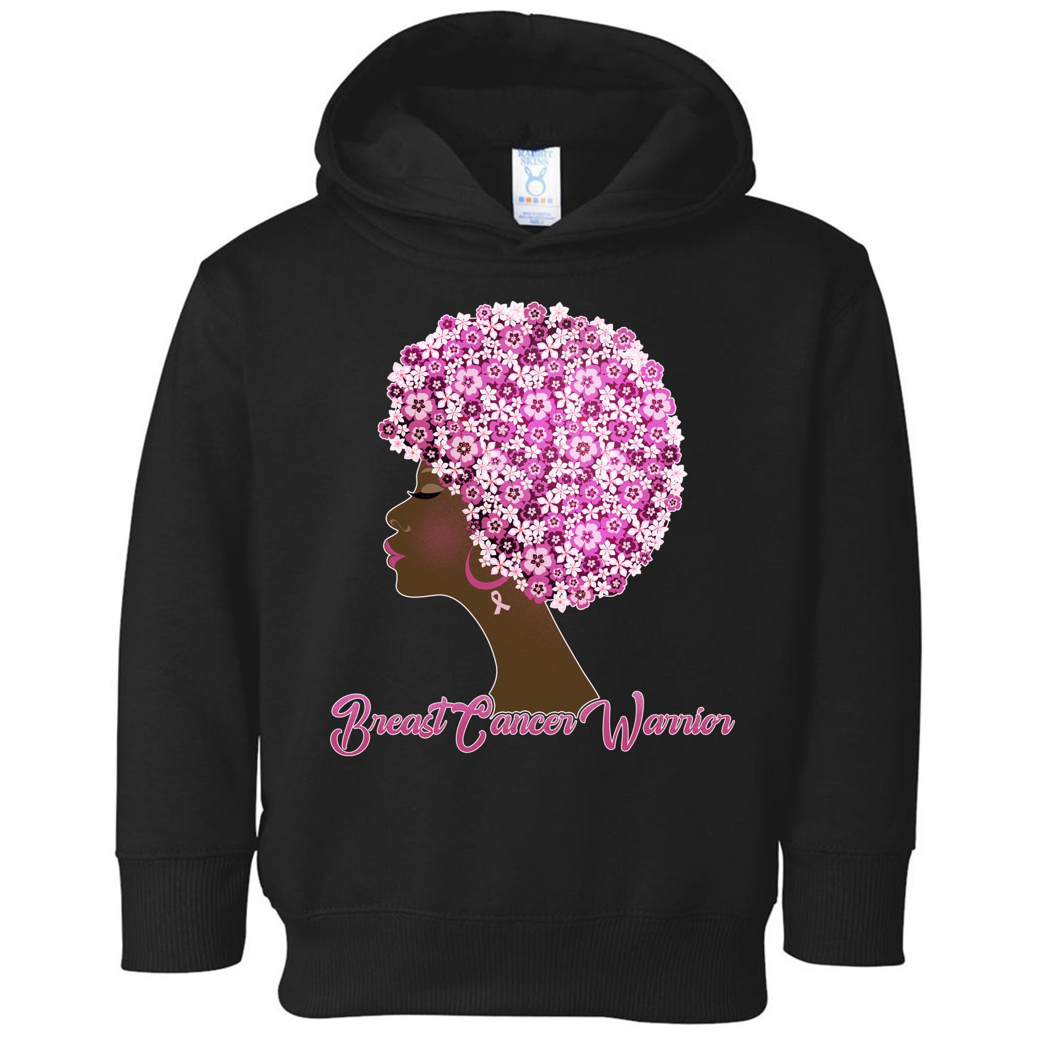 Breast Cancer Warrior Flower Afro Toddler Hoodie