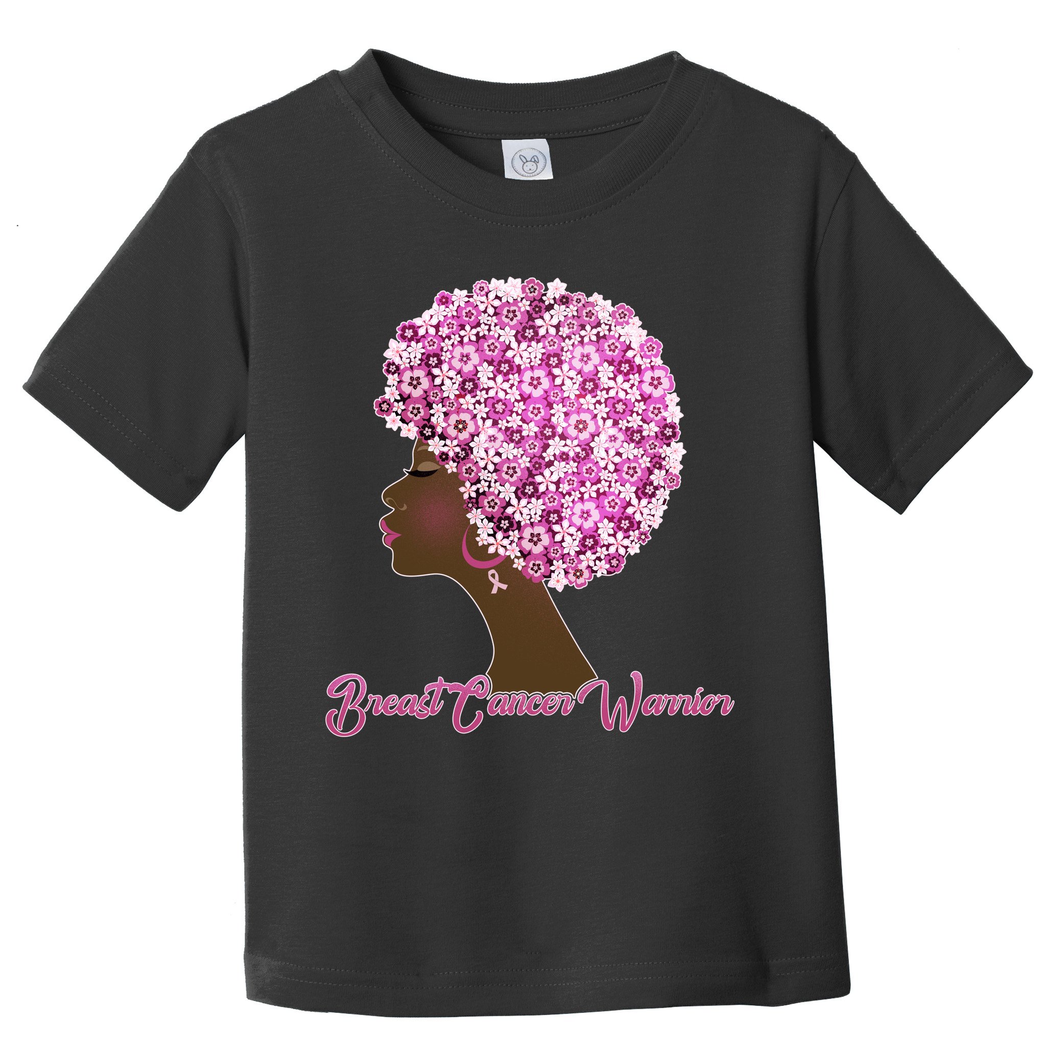 Breast Cancer Warrior Flower Afro Toddler T-Shirt