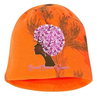 Breast Cancer Warrior Flower Afro Kati - Camo Knit Beanie