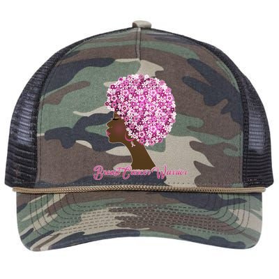 Breast Cancer Warrior Flower Afro Retro Rope Trucker Hat Cap