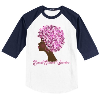 Breast Cancer Warrior Flower Afro Baseball Sleeve Shirt