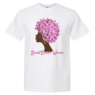 Breast Cancer Warrior Flower Afro Garment-Dyed Heavyweight T-Shirt