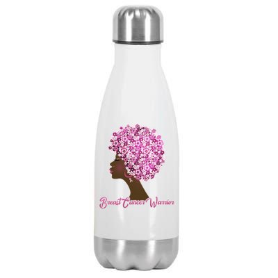 Breast Cancer Warrior Flower Afro Stainless Steel Insulated Water Bottle