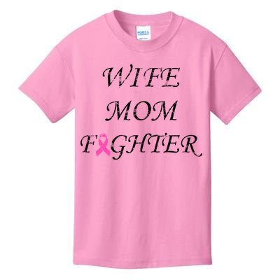 Breast Cancer Wife Mom Fighter Kids T-Shirt