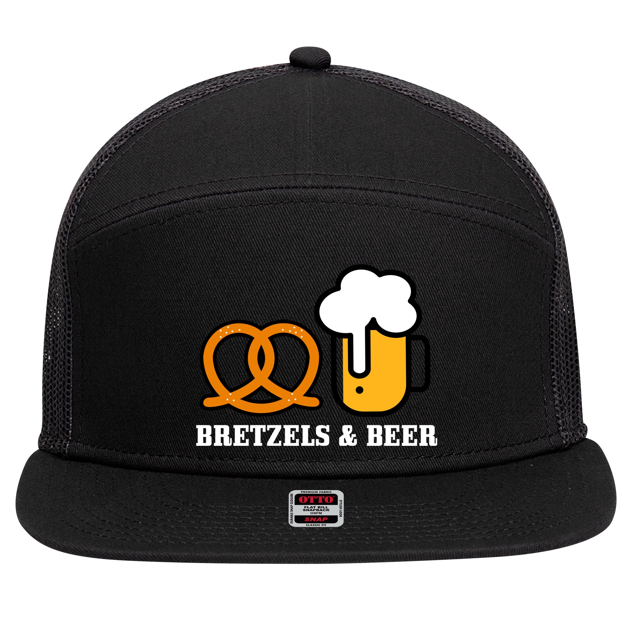 Bretzels And Beer Funny Oktoberfest 7 Panel Mesh Trucker Snapback Hat