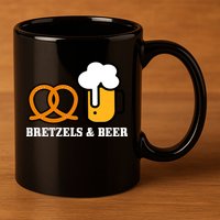 Bretzels And Beer Funny Oktoberfest 11oz C Handle Ceramic Mug