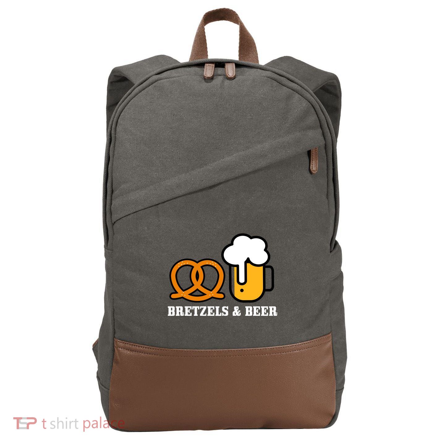 Bretzels And Beer Funny Oktoberfest Cotton Canvas Backpack