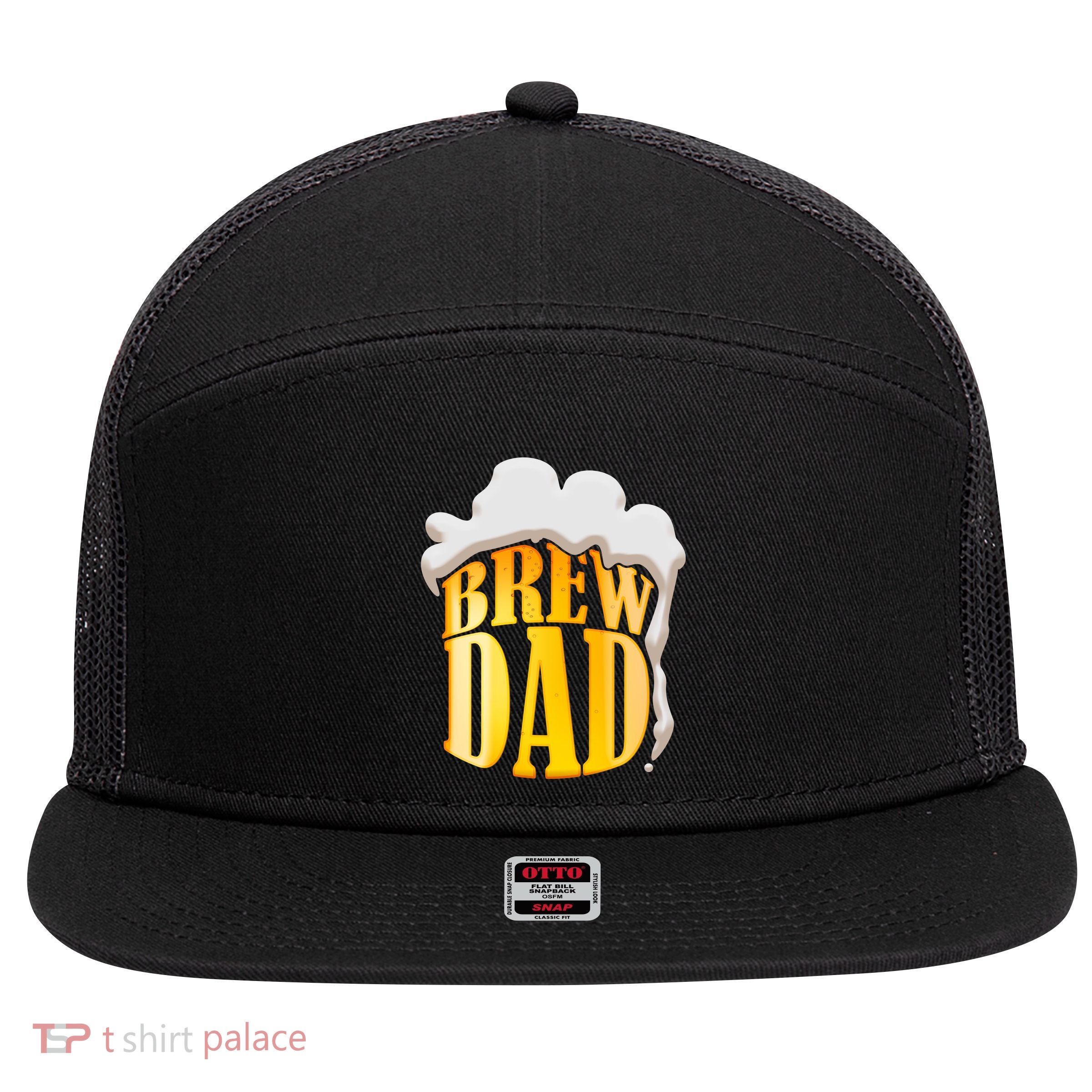 Brew Dad Matching Design 7 Panel Mesh Trucker Snapback Hat