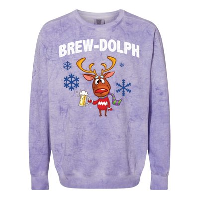 Brew-Dolph Christmas Reindeer Colorblast Crewneck Sweatshirt