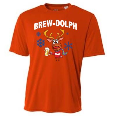 Brew-Dolph Christmas Reindeer Cooling Performance Crew T-Shirt