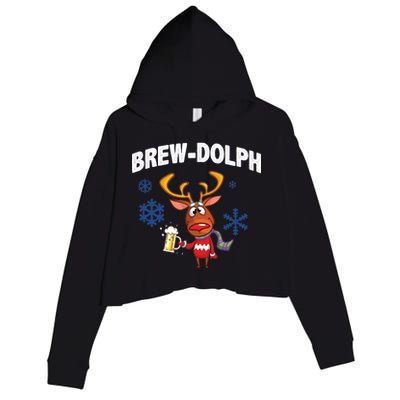 Brew-Dolph Christmas Reindeer Crop Fleece Hoodie