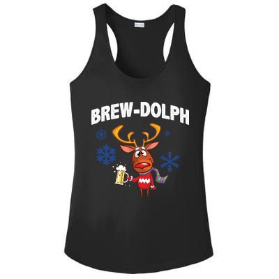 Brew-Dolph Christmas Reindeer Ladies PosiCharge Competitor Racerback Tank