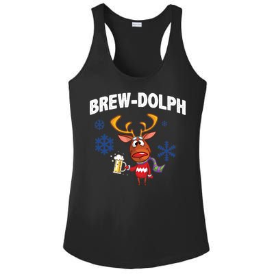 Brew-Dolph Christmas Reindeer Ladies PosiCharge Competitor Racerback Tank