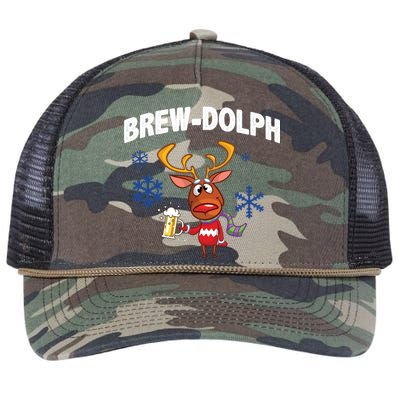 Brew-Dolph Christmas Reindeer Retro Rope Trucker Hat Cap