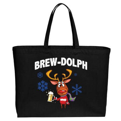 Brew-Dolph Christmas Reindeer Cotton Canvas Jumbo Tote