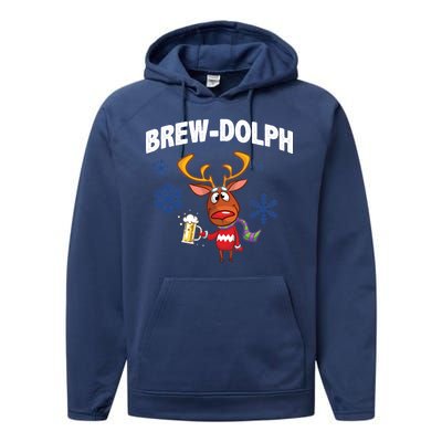 Brew-Dolph Christmas Reindeer Performance Fleece Hoodie