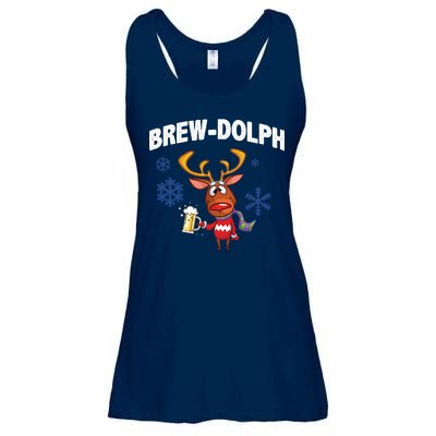 Brew-Dolph Christmas Reindeer Ladies Essential Flowy Tank