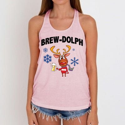 Brew-Dolph Christmas Reindeer Women's Knotted Racerback Tank