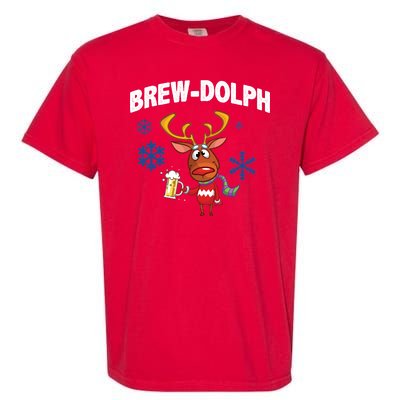 Brew-Dolph Christmas Reindeer Garment-Dyed Heavyweight T-Shirt