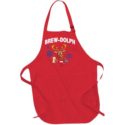 Brew-Dolph Christmas Reindeer Full-Length Apron With Pockets