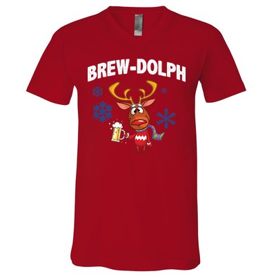 Brew-Dolph Christmas Reindeer V-Neck T-Shirt