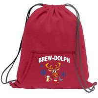 Brew-Dolph Christmas Reindeer Sweatshirt Cinch Pack Bag