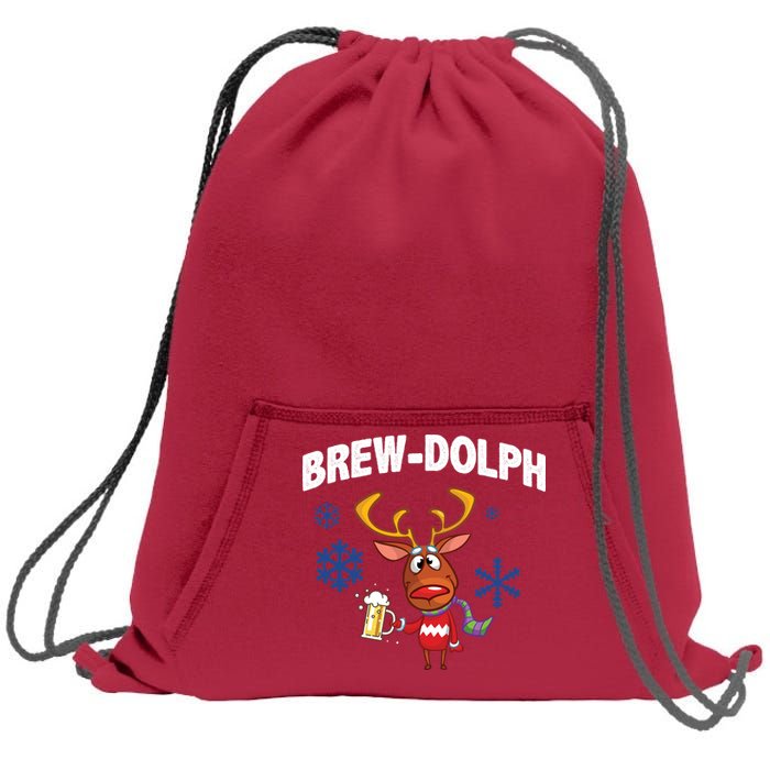 Brew-Dolph Christmas Reindeer Sweatshirt Cinch Pack Bag